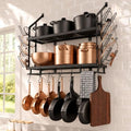 KES 30-Inch Pot Rack Wall Mounted, 8 Secure Lid Holders & 12 Sturdy Hooks by KES
