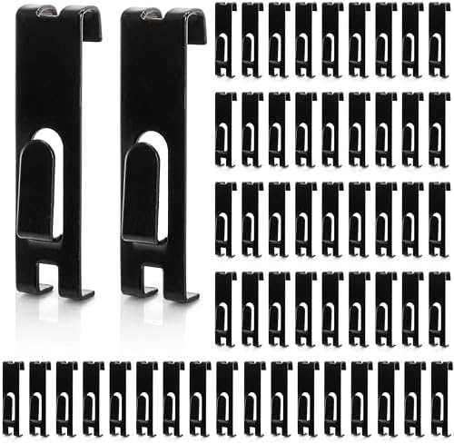 50 Pack Gridwall Hooks, Utility Notch Display Hook, Black Metal Gridwall Picture Hanger, Grid Wall Accessory for Art Clothes Painting, Panel, Pegboard, Shelf, Commercial Display by Mezchi
