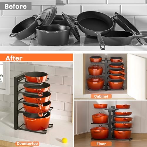 MUDEELA 8-Tier Pots and Pans Organizer under Cabinet, 15.9" H Heavy-duty - Image 7