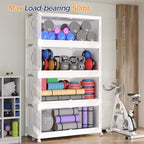 45GAL (180QT) Collapsible Plastic Storage Bins with Lid & Wheels, Extra Large Stackable Closet Organizers Storage Boxes, Folding Cabinet for Home Kitchen Office, 3Pack White - Image 7