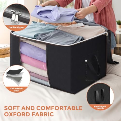 90L Large Storage Bags, 6 Pack Clothes Storage Bins Closet Organizers - Image 4