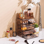 Sorbus Makeup Organizer, 6-Drawer Acrylic 2-Piece Set (Bronze Glow) - Image 5
