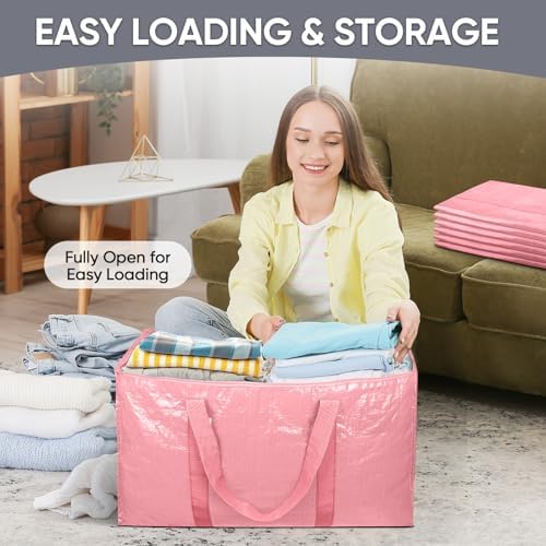 TICONN 8 Pack Extra Large Moving Bags Heavy Duty with Zippers & Carrying Handles, Durable Storage Bags Moving Boxes for Closet Organizers and Storage (8 Pack, Coral) - Image 7