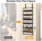 BUKFEN 6-Tier Adjustable Metal Shoe Rack, Over Door & Wall Mount Organizer - Image 4