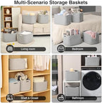 ICERZCZ Storage Baskets for Organizing & Shelves, Woven Cotton Rope Organization Bins for Dog Toys, Clothes, Books, Nursery Organizer, 15"Lx11"Wx9.5"H, (4 Packs) Grey - Image 5