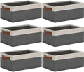 GhvyenntteS Small Fabric Storage Bins with Handles 6 Pack, 11.8" x 7.87" x 5.11" Storage Baskets for Shelves, Baskets for Organizing Clothes Underwear Socks Hats DVDs (Grey/White) by GhvyenntteS
