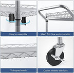 WDT Heavy Duty 3 Tier Utility Cart,Wire Rolling Carts with Wheels, Commercial Grade Service Cart with Shelving Liners and Handle Bar Metal Carts for Kitchen Office Hardware - Image 5