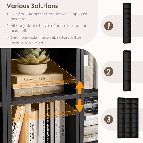 FOTOSOK 2 Pcs 71'' Tall Narrow Bookshelf, 8-Tier Media Tower Rack Set of 2 - Image 7