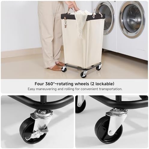 StorageWorks 110L Laundry Basket with Wheels, Rolling Hampers for Clothing - Image 4