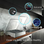 GoCozy Silverware Organizer with Lid, 9 Compartments Flatware Organizer, Plastic Utensil Holder for Countertop, Silverware Tray for Drawer, Gray - Image 2