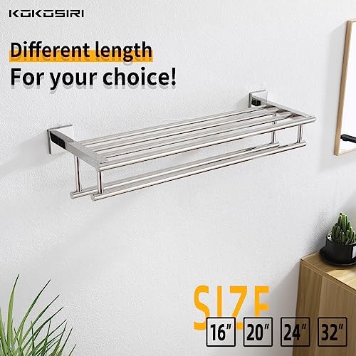 KOKOSIRI Bath Towel Rail Bathroom Towel Rack Towel Holder 24 Inch Towel Shelf with Double Towel Bars Wall Mounted SUS 304 Stainless Steel, Polished Chrome, B6005CH-L24 - Image 5