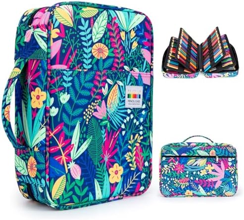 YOUSHARES 300 Slots Color Pencil Case - Pen Case Organizer with Handy Wrap & Zipper, Multilayer Holder for Prismacolor Colored Pencils & Gel Pen (Rainforest) by YOUSHARES