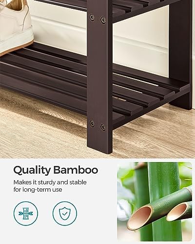 SONGMICS Bamboo Shoe Bench, 3-Tier Shoe Rack, 11.8 x 35.4 x 19.2 Inches - Image 5