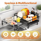 Urackify Expandable Sink Dish Drying Rack for Kitchen Counter, 1-Tier Black - Image 3