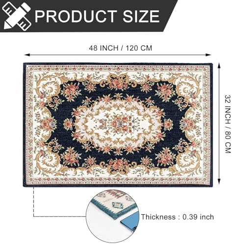 CHICHIC 32 x 48 Inch Indoor Welcome Door Mat for Home Entrance, Floor Mats for House Front Doormat Indoor Inside Outdoor Outside Entryway Rugs Anti-Slip Rubber Back Low Profile, Blue - Image 3
