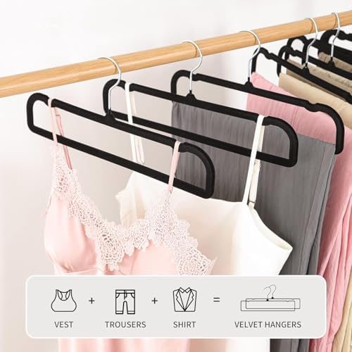 20 Pack Velvet Pants Hangers for Closet Space Saving, Thin Hanger (Black) - Image 5