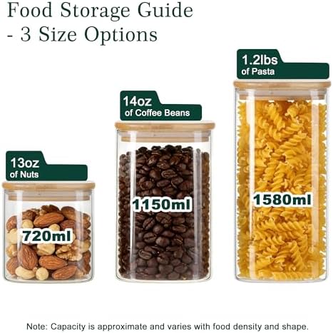 LIBWYS 12-Pack Glass Pantry Storage Jars with Bamboo Lids(0.76/1.22/1.67Qt) - Image 3