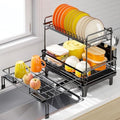Urackify Expandable Sink Dish Drying Rack for Kitchen Counter, 2-Tier Black by Urackify