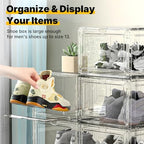 Thick & Sturdy Clear Shoe Boxes with Magnetic Front Door, Stackable Plastic Sneaker Storage Organizer for Closet, Space-Saving Foldable Shoe Containers for Boots & Heels, Durable Shoe Cabinet, 6 Pack - Image 6