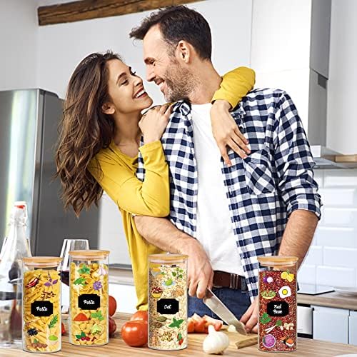 BGraceyy 32 oz 8 Pcs Glass Jars with Bamboo Lids, Stackable Clear Food Storage Jars, Airtight Kichen Glass Pantry Storage Containers with Lids for Rice, Candy, Sugar, Flour, Nuts, Cookie, Coffee Bean - Image 6