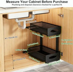 2-Pack Under Sink Organizer, 2-Tier Pull Out Cabinet Storage, Black - Image 3
