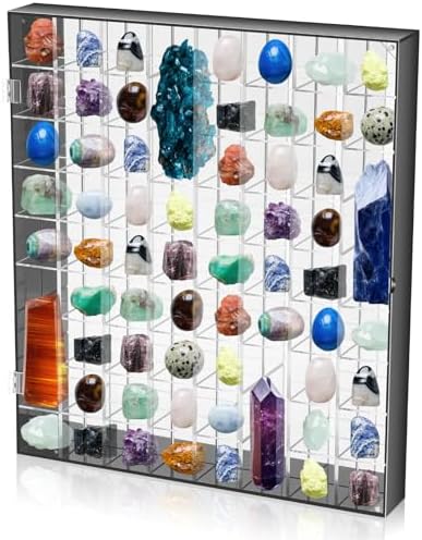 Cinnvoice Rock Display Case 72 Grids,Black Border,Square by QinYee