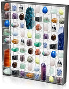 Cinnvoice Rock Display Case 72 Grids,Black Border,Square by QinYee