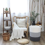 Sea Team Large Woven Cotton Rope Laundry Basket with Handles, 20 x 14 in - Image 3