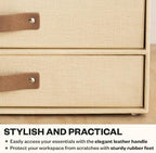 Bigso Birger 2 Drawers - Desktop Drawers for A4 and Letter Size Papers and Documents - Tabletop Drawers with Leather Handles - 13.1 in x 10 in x 5.7 in - Cream - Image 6