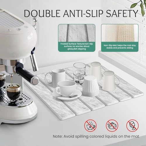 Stone Dish Drying Mat Collapsible Diatomaceous Earth Absorbent Mat Quick Dish Drying Pad Dish Rack Pad Match Any Counter to Multiple Usage for Kitchen,Bathroom - Image 4