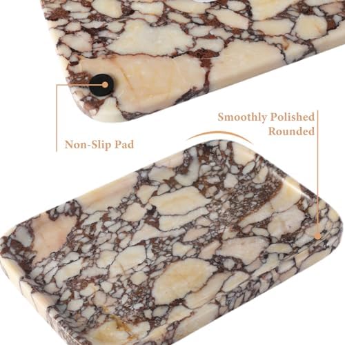 Karibiber Calacatta Marble Vanity Trays, Marble Bathroom Tray Countertop, Luxury Decorative Dresser Organizer, Purple&White Natural Stone Serving Tray for Kitchen, Perfume, Jewelry Holder Storage - Image 5