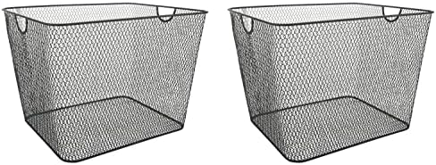 YBM Home Kitchen Pantry Organizer Wire Baskets for Shelves, Cabinets, Pantry, Countertop, Mesh Open Storage Bin Metal Basket for Organizing Food Supplies, 2 Pack by YBMHome
