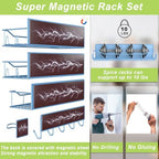 Magnetic Spice Rack for Refrigerator, 9 Pack Magnetic Fridge Shelves W/Adjustable Paper Towel Holder, Hook Rack, Moveable Spice Organizer Shelf for Kitchen Organization and Storage (Blue) - Image 3