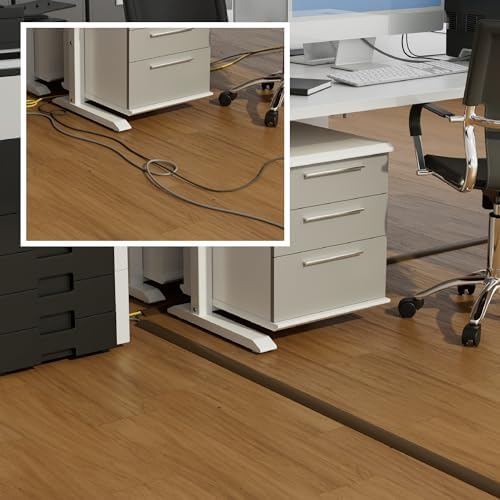 D-Line 30ft Floor Cord Cover, Floor Cable Protector, Extension Cord Cover, Protect Wires & Prevent Cable Trips, Cable Management Solution - Cord Cavity = 0.63" (W) x 0.31" (H) - Brown - Image 4