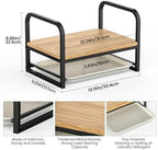 Laundry Detergent Holder Stand with Drip Tray, Black Frame & Natural Wood - Image 3