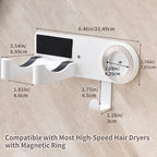 Hair Dryer Holder Wall Mounted, Hair Dryer Organizer Self Adhesive Compatible with Dyson Blow Dryer Holder Aluminum BlowDryer Holder Wall Mounted for Bathroom White - Image 6