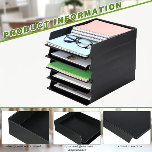 Wenqik 20 Pcs Stackable Paper Letter Trays Plastic Desk Organizer, Black - Image 3