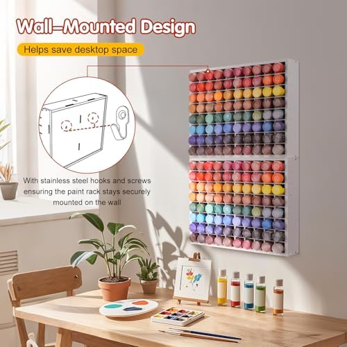 Krafetto 2 Pack 80-Grid Paint Organizer for 2 Oz Bottles, Wall Mount - Image 4