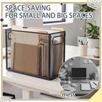 Zhengmy 2 Pcs Hanging File Organizer Letter Size File Holder Metal Mesh Filing Box Desktop Folder Letter Storage Cabinets Magazine Holder with Handles for Home Office School Document (Black) - Image 4