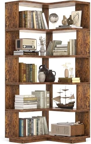 Besiost Corner Book Shelf, 6-Shelf Corner Bookshelf for Small Corner Spaces by Besiost