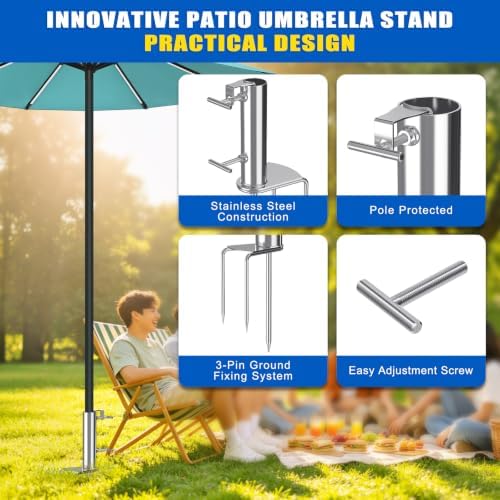 Dolibest Portable Umbrella Base Umbrella Ground Stake Fit 1-1.1.6'' Poles - Image 4