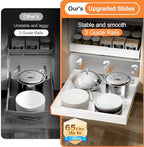 YJHome 2 Pack Pull Out Cabinet Organizer, No Drill Expandable Width 12"-20" & 21" Depth, Adhesive or Screw-In Installation, Magnetic Divider for Custom Storage, for Kitchen Pantry Bathroom Cabinet - Image 3