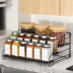 BOIVSHI 4 Tier Spice Rack for Cabinet, Spice Rack Organizer, Depth Adjustable Spice Holder for Countertop, Cupboard, Pantry, Seasoning Shelf, Metal, Black (1 Pack) - Image 6