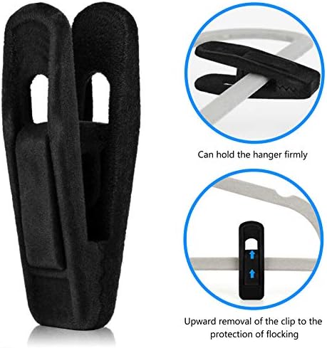Tinfol 50pc Velvet Hanger Clips, Black Strong Finger Flocked Clips, Large Opening Clip Clothes Pin, Pants Hangers Clip for Thin Clothes Hangers - Image 4
