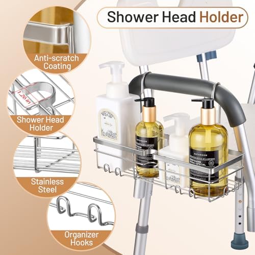 DELLAN Hanging Shower Caddy, Shower Rack with Hooks for Bath Chair & Shower - Image 5