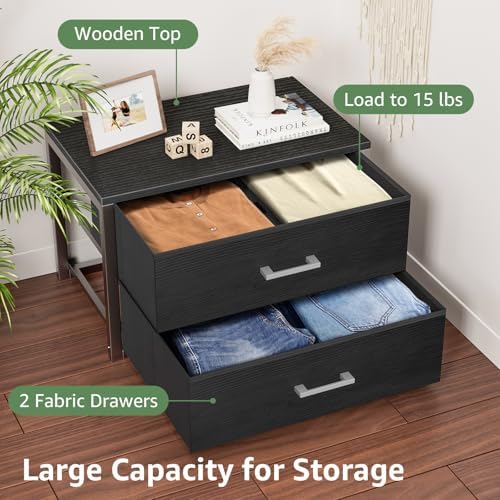BOLUO Stackable Storage Drawers Closet Organizers and Storage Fabric 2 Drawer Dresser for Bedroom Set of 2 Black Modern - Image 6