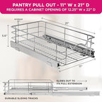 HOLDN’ STORAGE Pull Out Cabinet Organizer, Pantry Drawer, 11"W x 21"D x 5"H - Image 3
