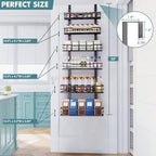 Eastherry Over The Door Pantry Organizer，6-Tier Over The Door Organizer with Adjustable Basket，Metal Hanging Pantry Organizers and Storage for Kitchen, Back of Door Seasoning Rack (Black) - Image 2