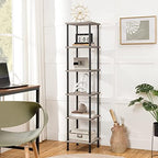 HOOBRO 6-Tier Corner Shelf, Corner Square Rack Display Shelf, Tall Storage Rack Plant Stand, Bookcase for Small Spaces, Living Room, Home Office, Kitchen, Greige and Black BG55CJ01 - Image 4