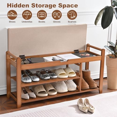 39.4in Shoe Bench with Coat Rack, Entryway Shoe Rack Organizer for Hallway - Image 3